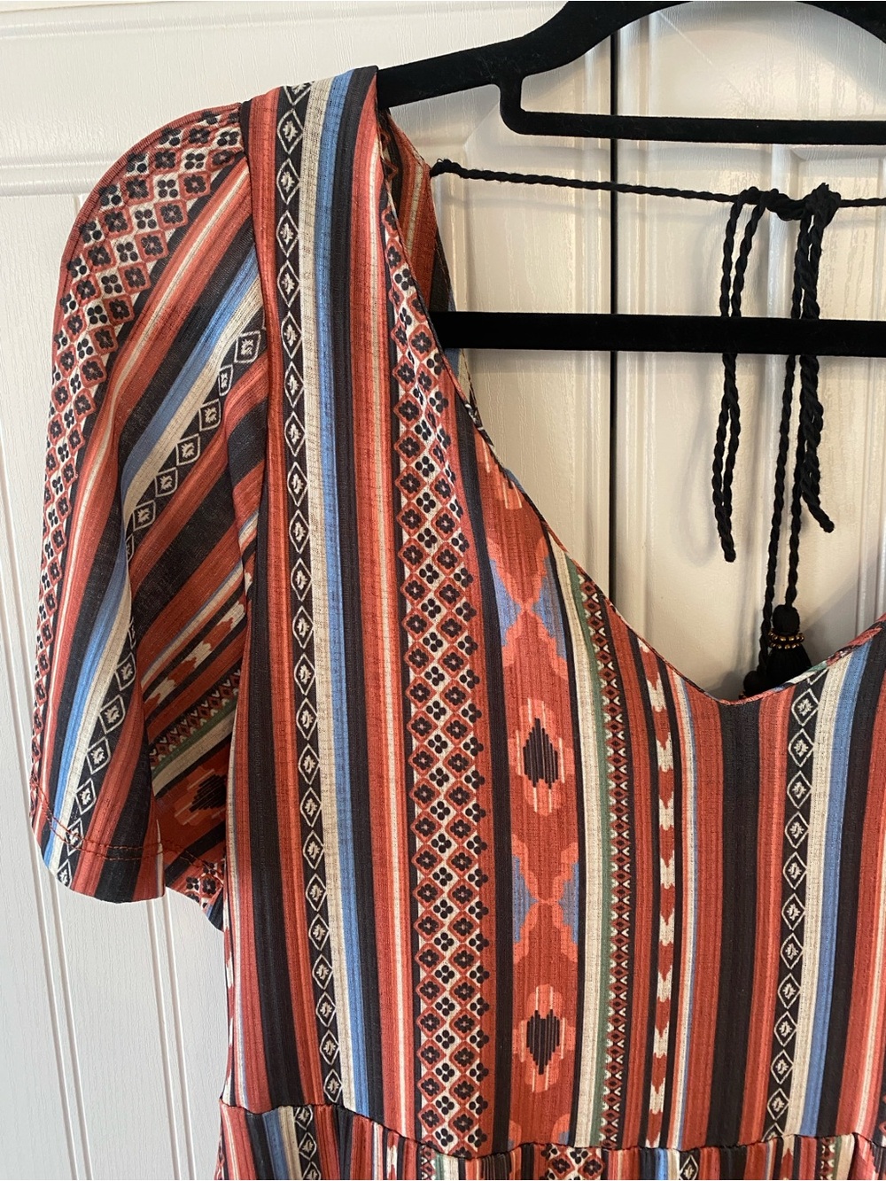 Dex Rust Multi-Stripe Ruffle Mini Dress - Picture 2 of 5